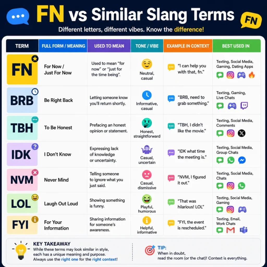 FN vs Similar Slang Terms (Comparison Table)