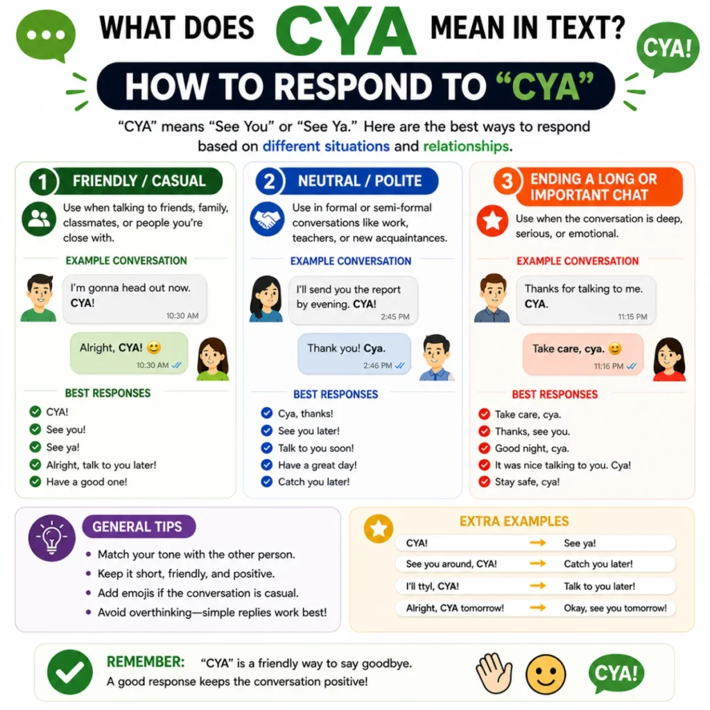 How to Respond to cya meaning in text
