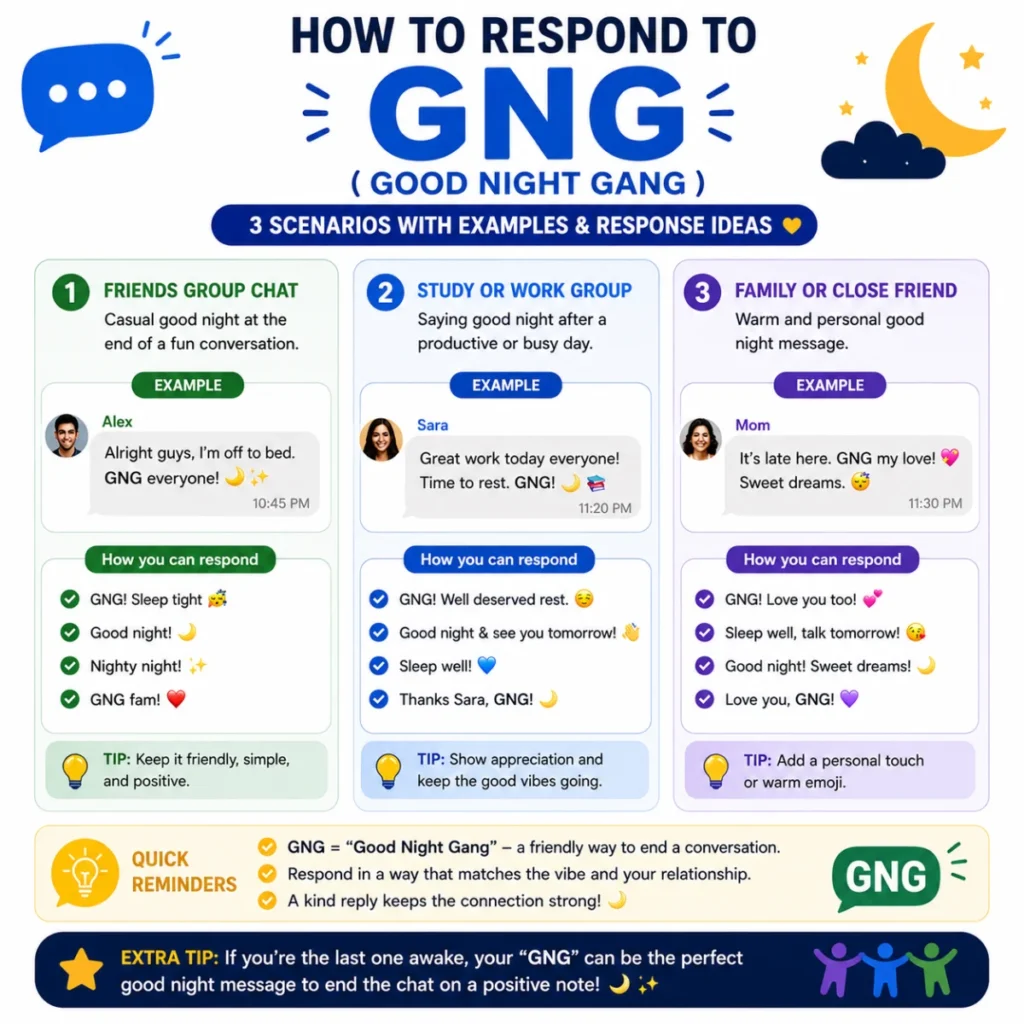 How to Respond to gng meaning in text (3 Scenarios)