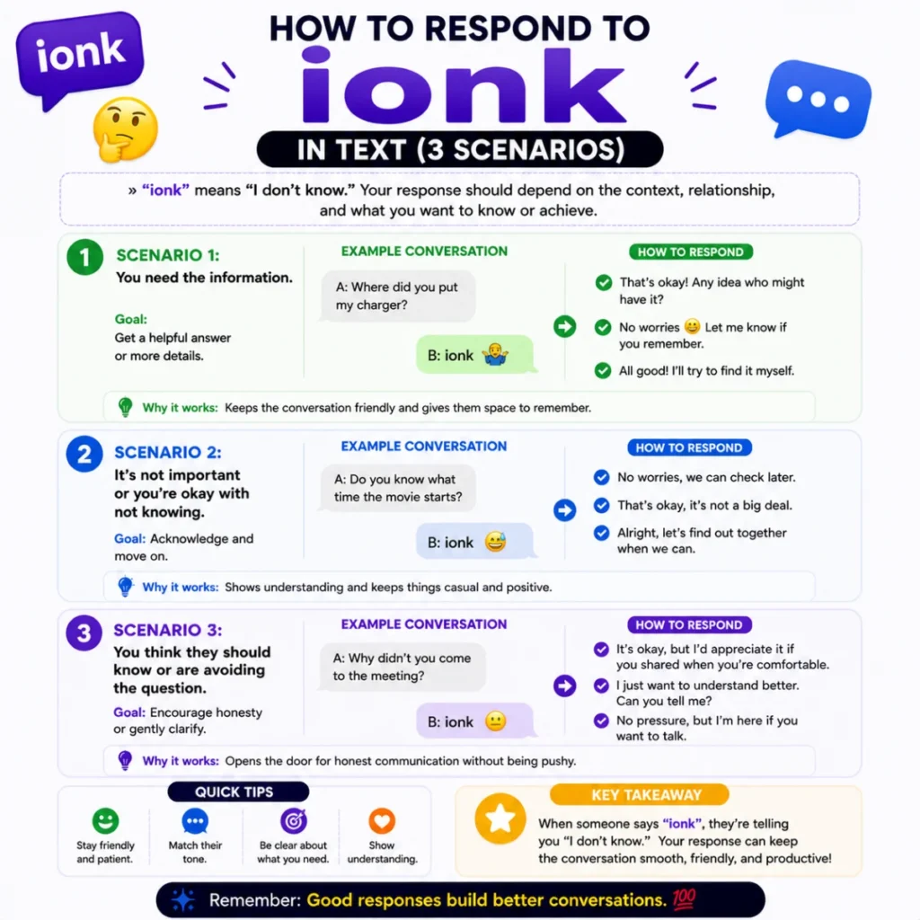 How to Respond to ionk meaning in text (3 Scenarios)