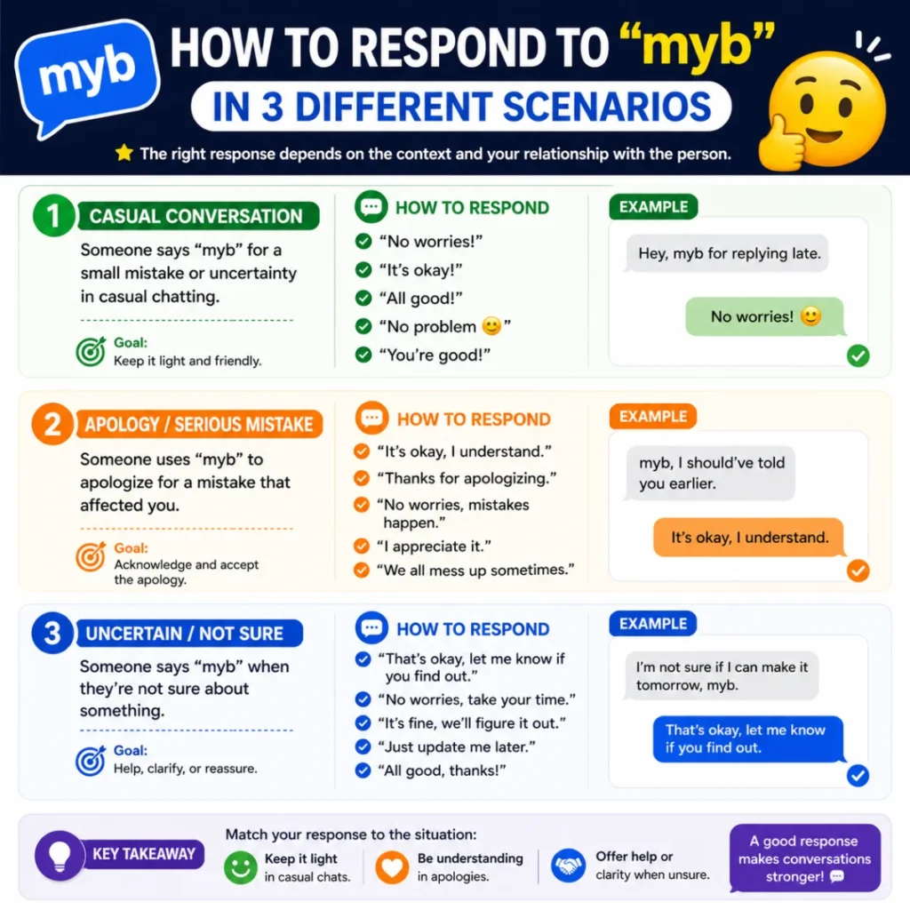 How to Respond to “myb” in 3 Different Scenarios