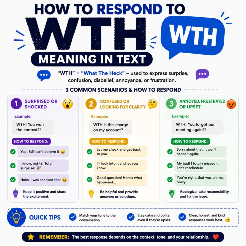 How to Respond to wth meaning in text (3 Scenarios)