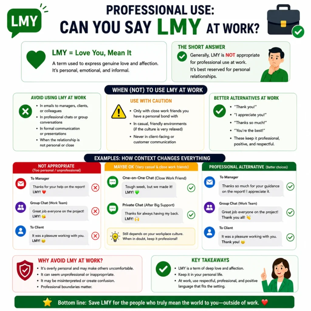 Professional Use: Can You Say lmy meaning in text at Work?