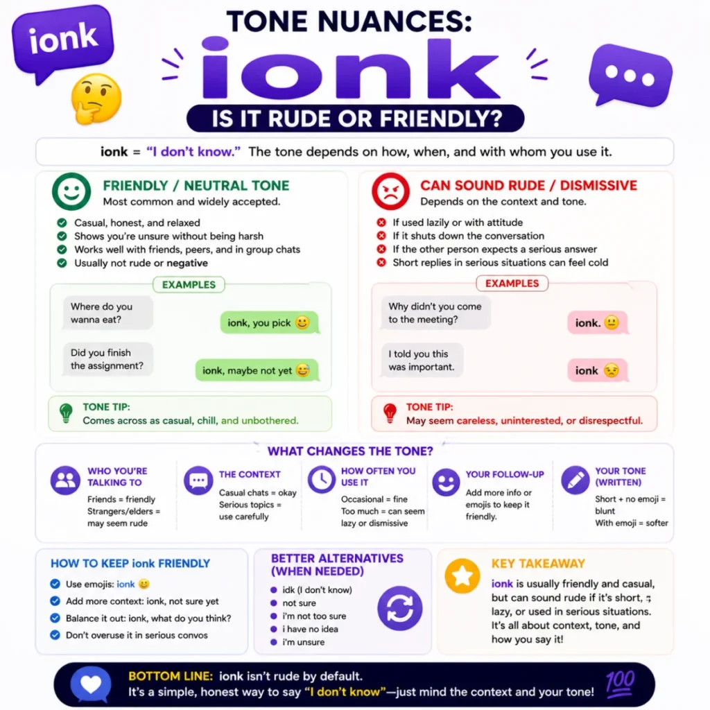 Tone Nuances: Is ionk meaning in text Rude or Friendly?