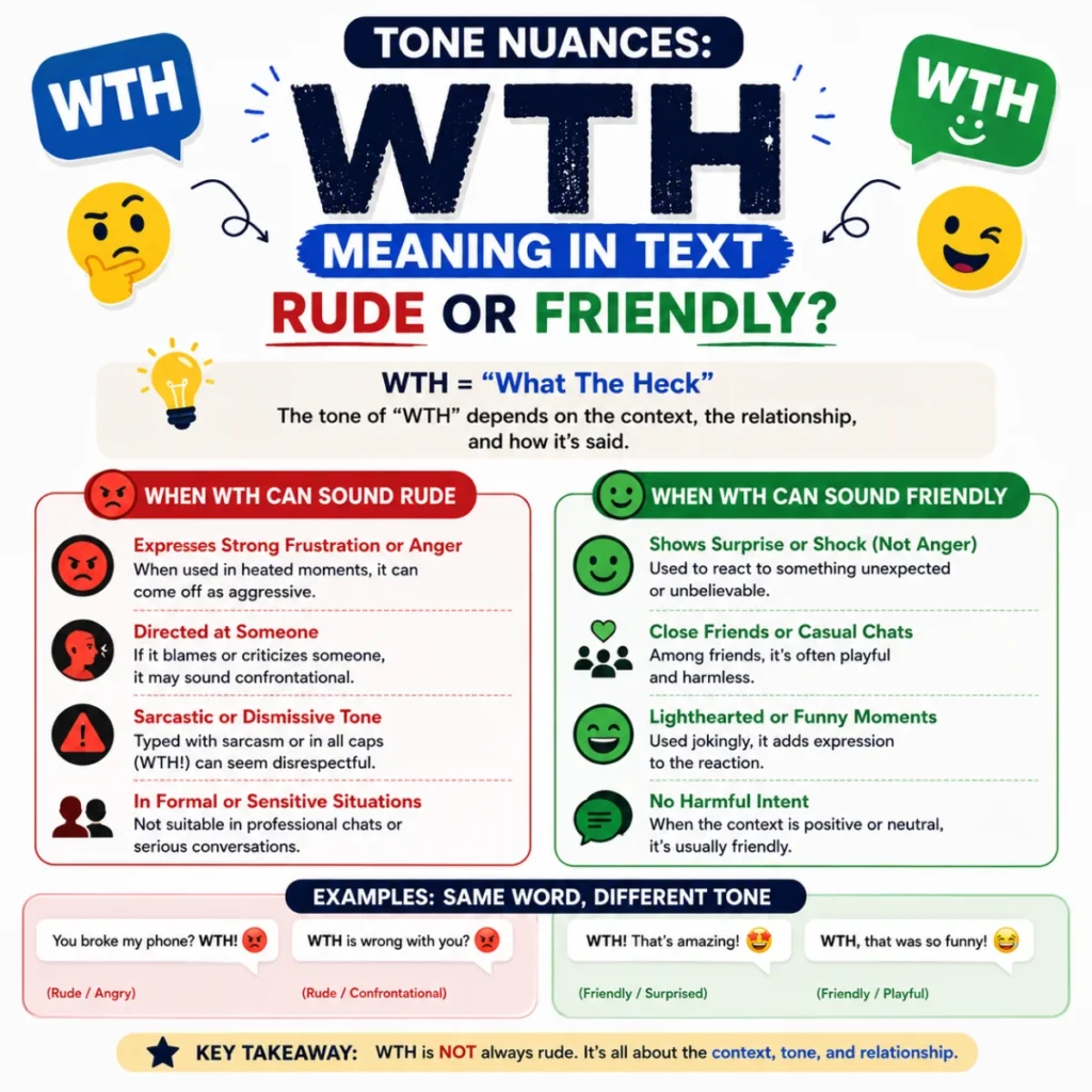 Tone Nuances: Is wth meaning in text Rude or Friendly?