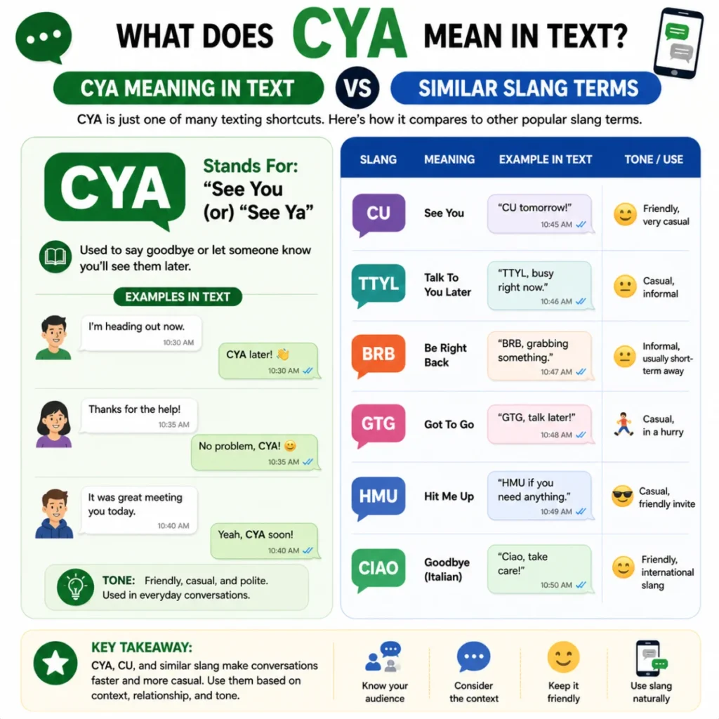 cya meaning in text vs Similar Slang Terms