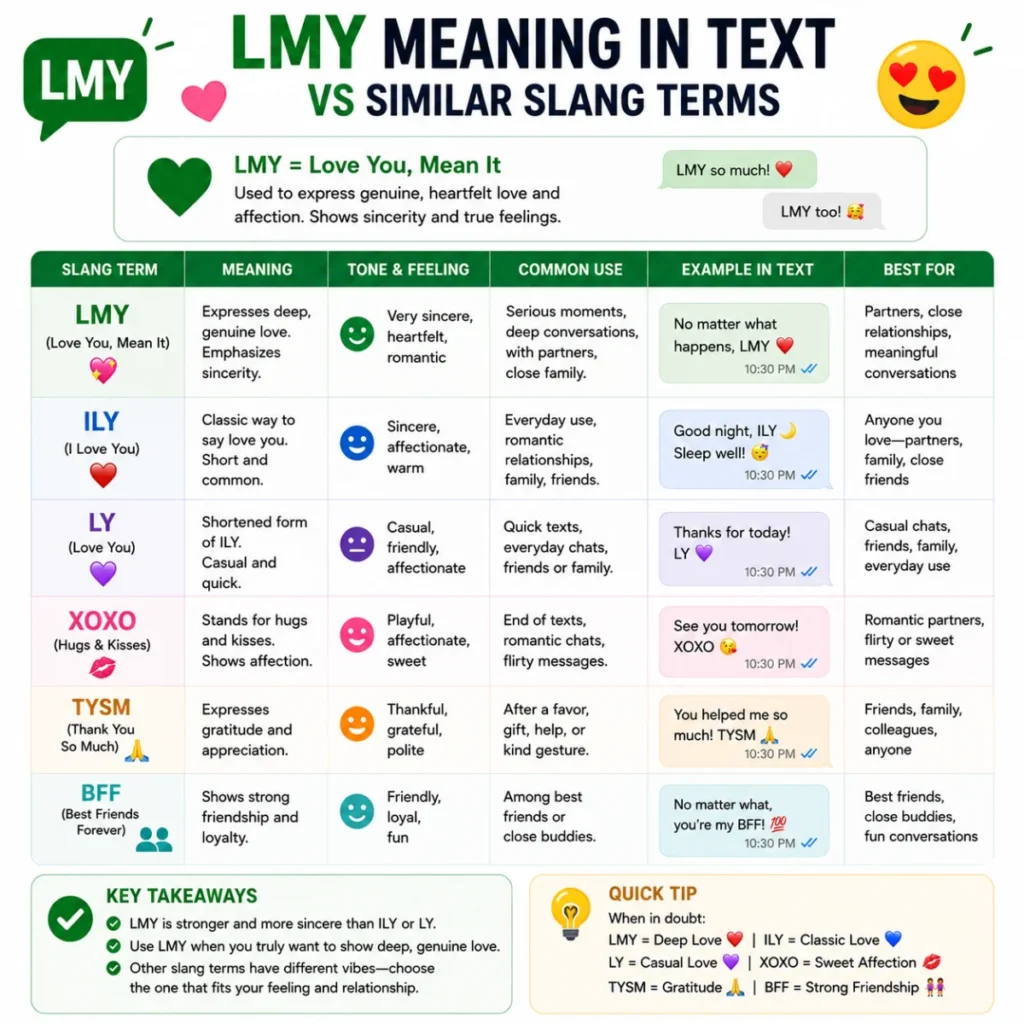 lmy meaning in text vs Similar Slang Terms (Comparison Table)