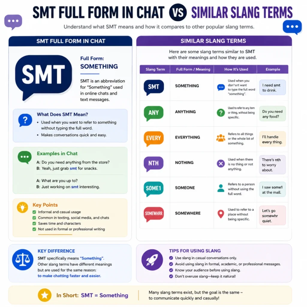 smt full form in chat vs Similar Slang Terms