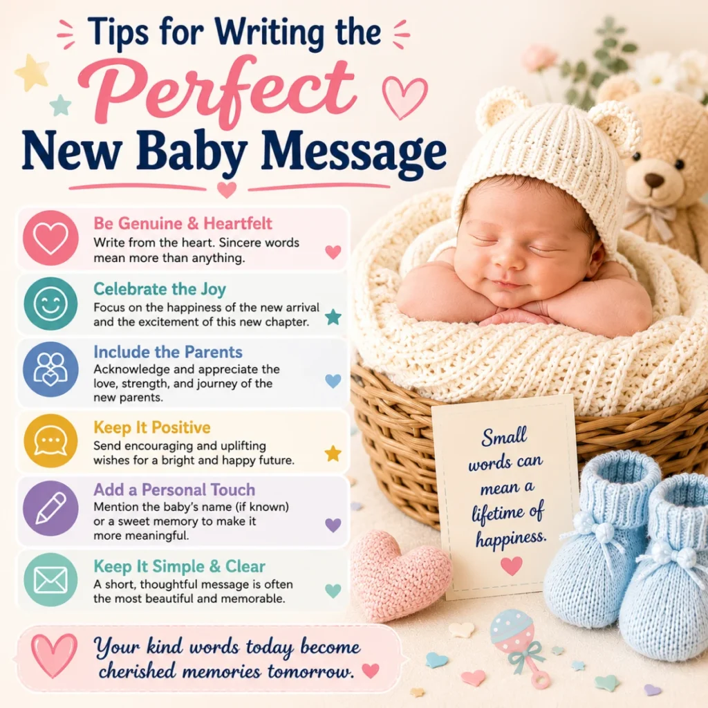 Tips for writing the perfect new baby message with a sleeping newborn and heartfelt message writing guide