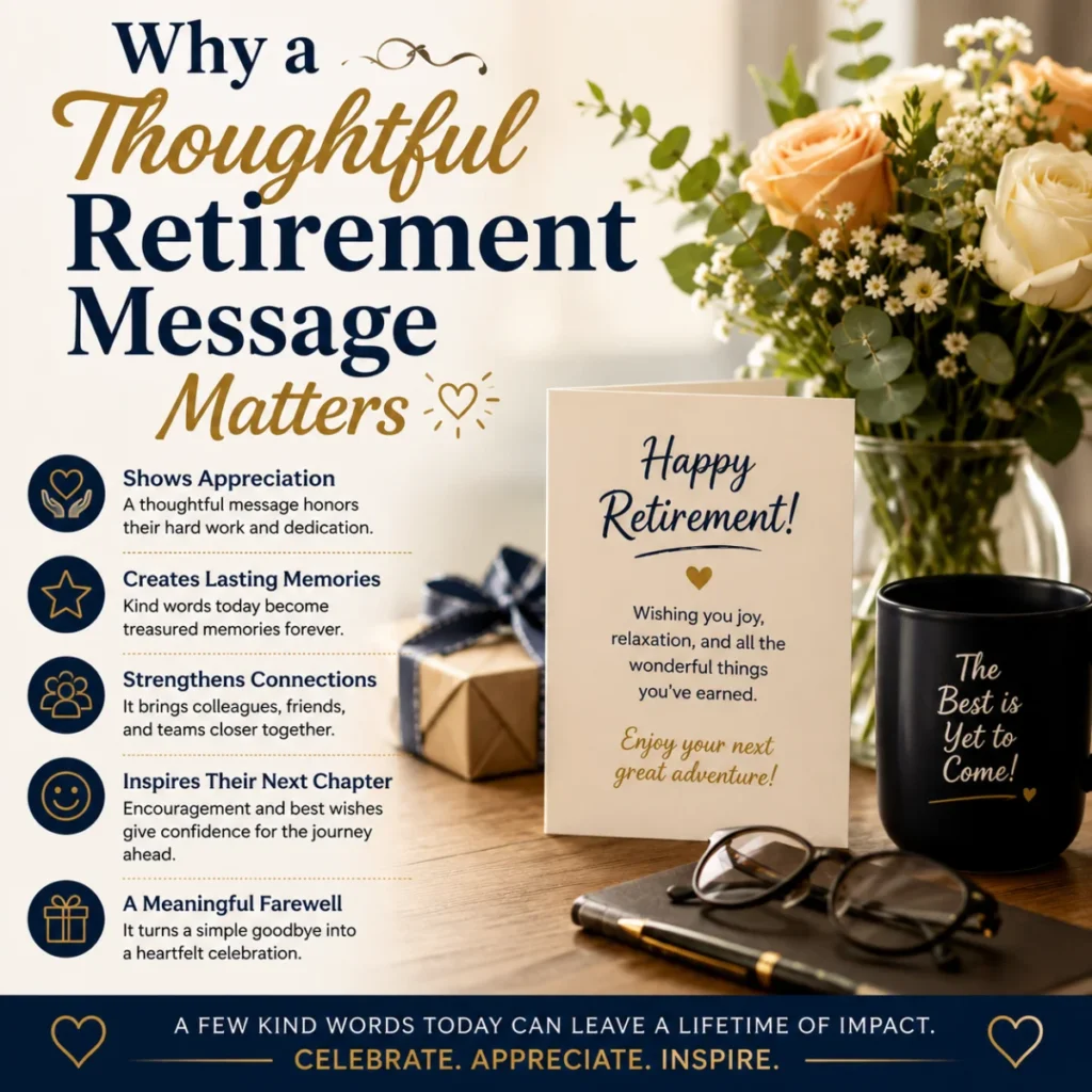 Why a thoughtful retirement message matters with heartfelt card, flowers, and appreciation ideas for retirees