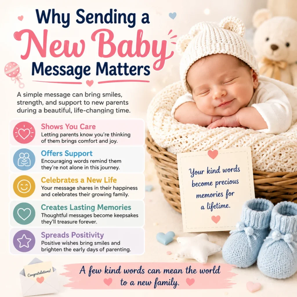 Why sending a new baby message matters with a sleeping newborn and heartfelt support for new parents