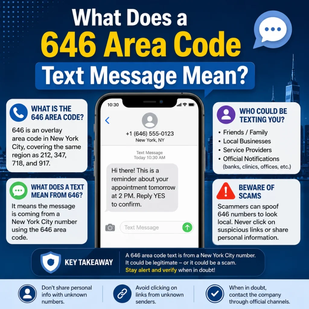 What a 646 area code text message means and how to recognize potential scams