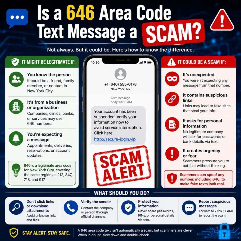 Is a 646 area code text message a scam? Warning signs and safety tips