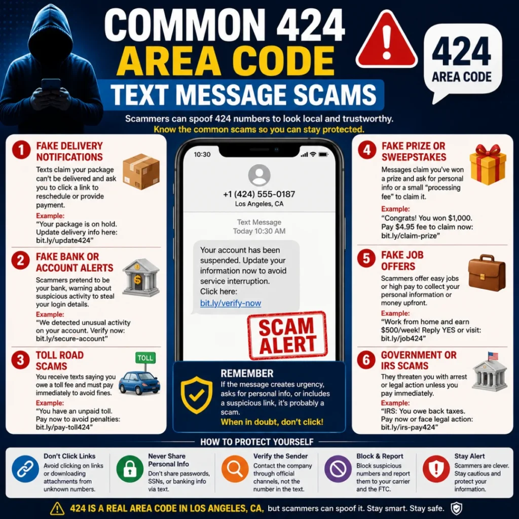 Common 424 area code text message scams and warning signs to watch for