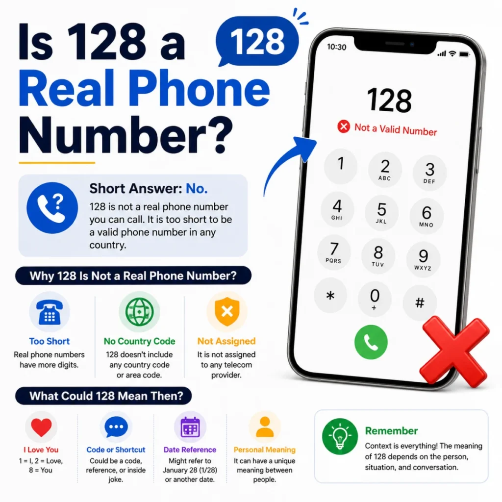 Is 128 a real phone number? Learn why 128 is not a valid phone number and what it may mean instead