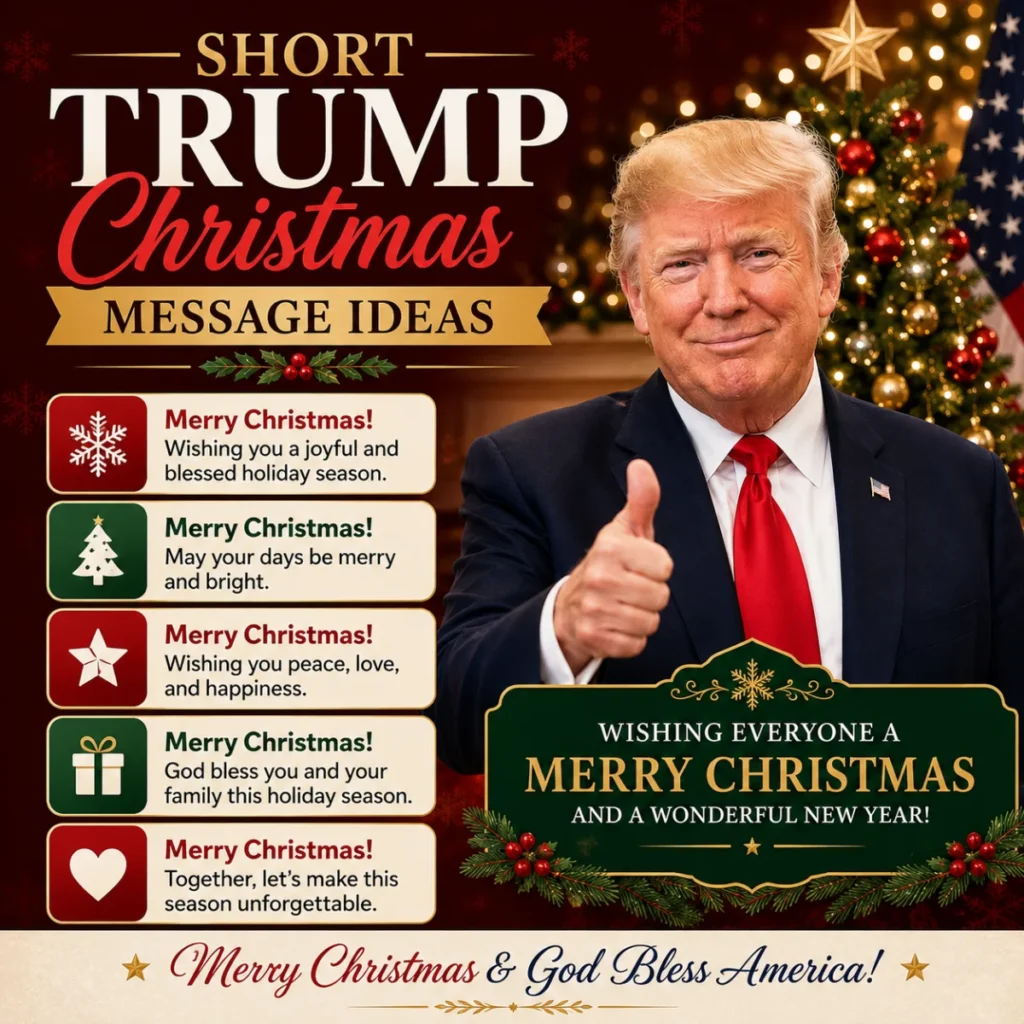 Short Trump Christmas message ideas with festive wishes, holiday greetings, and Christmas quotes