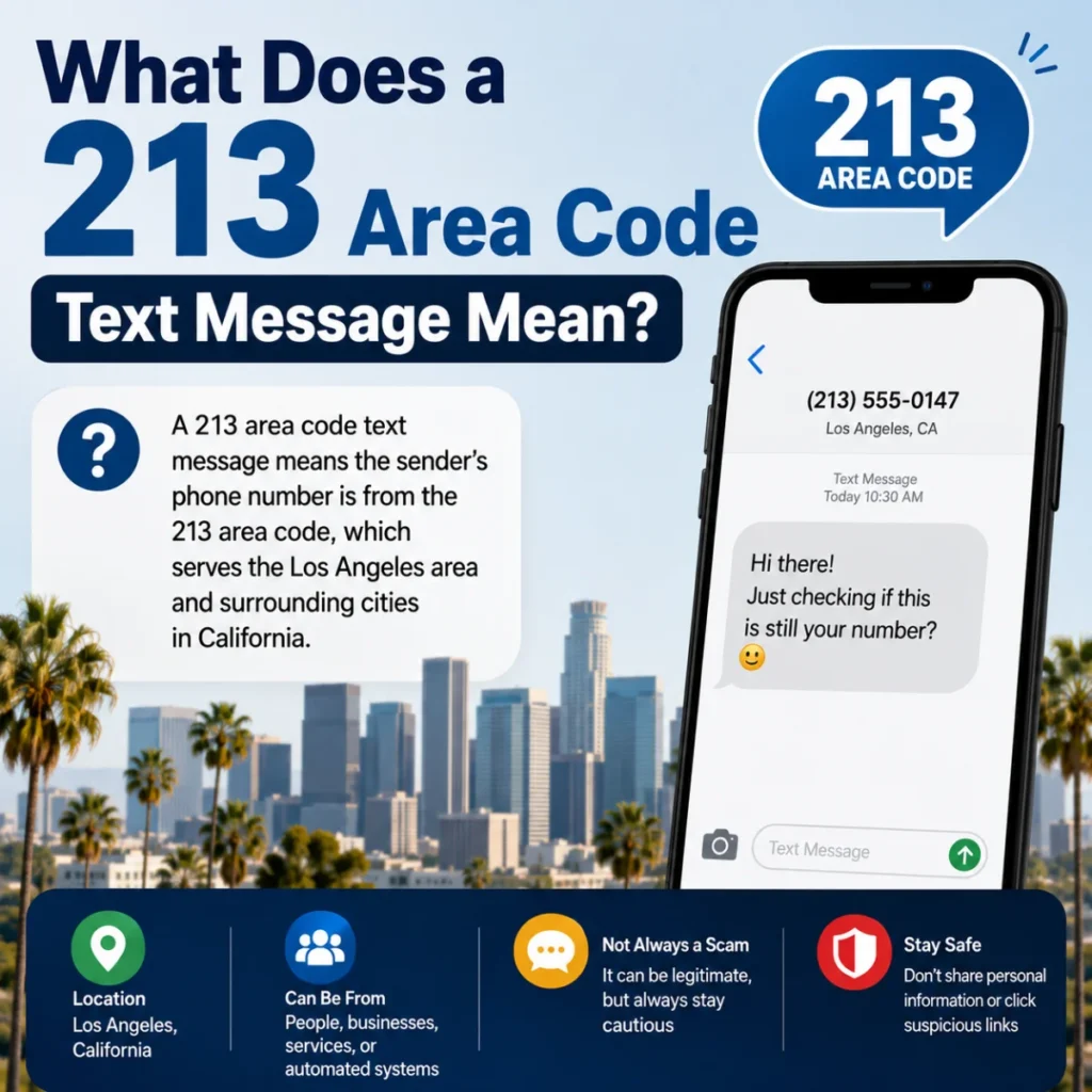 What a 213 area code text message means, with a Los Angeles phone and messaging example