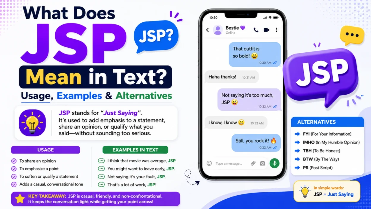 What Does jsp meaning in text Mean in Text? Usage, Examples & Alternatives