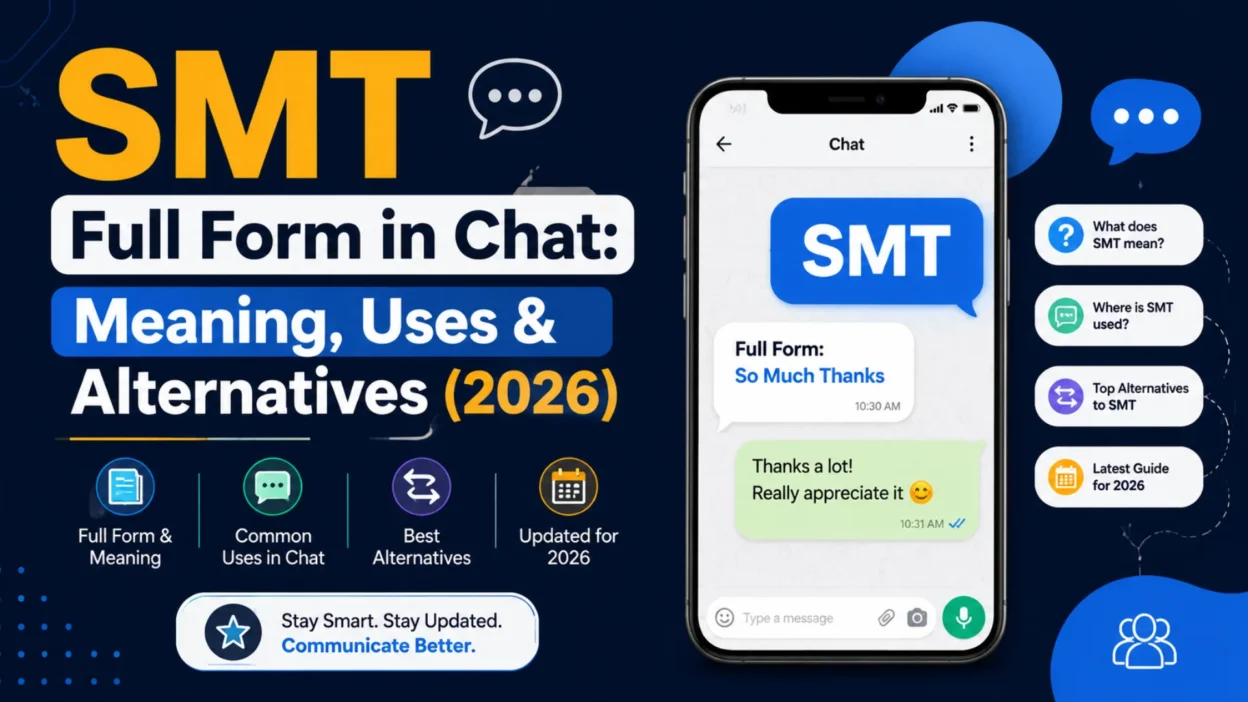 SMT full form in chat meaning, common uses, and alternatives explained with smartphone messaging illustration for 2026