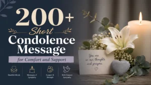 200+ short condolence messages with candle, white lily flowers, and sympathy card for comfort and support