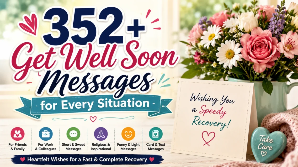 352+ get well soon messages with flowers, greeting card, and recovery wishes for friends, family, and coworkers