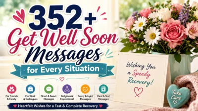 352+ get well soon messages with flowers, greeting card, and recovery wishes for friends, family, and coworkers