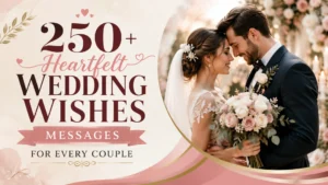 250+ heartfelt wedding wishes messages for every couple with a romantic bride and groom embracing on their wedding day
