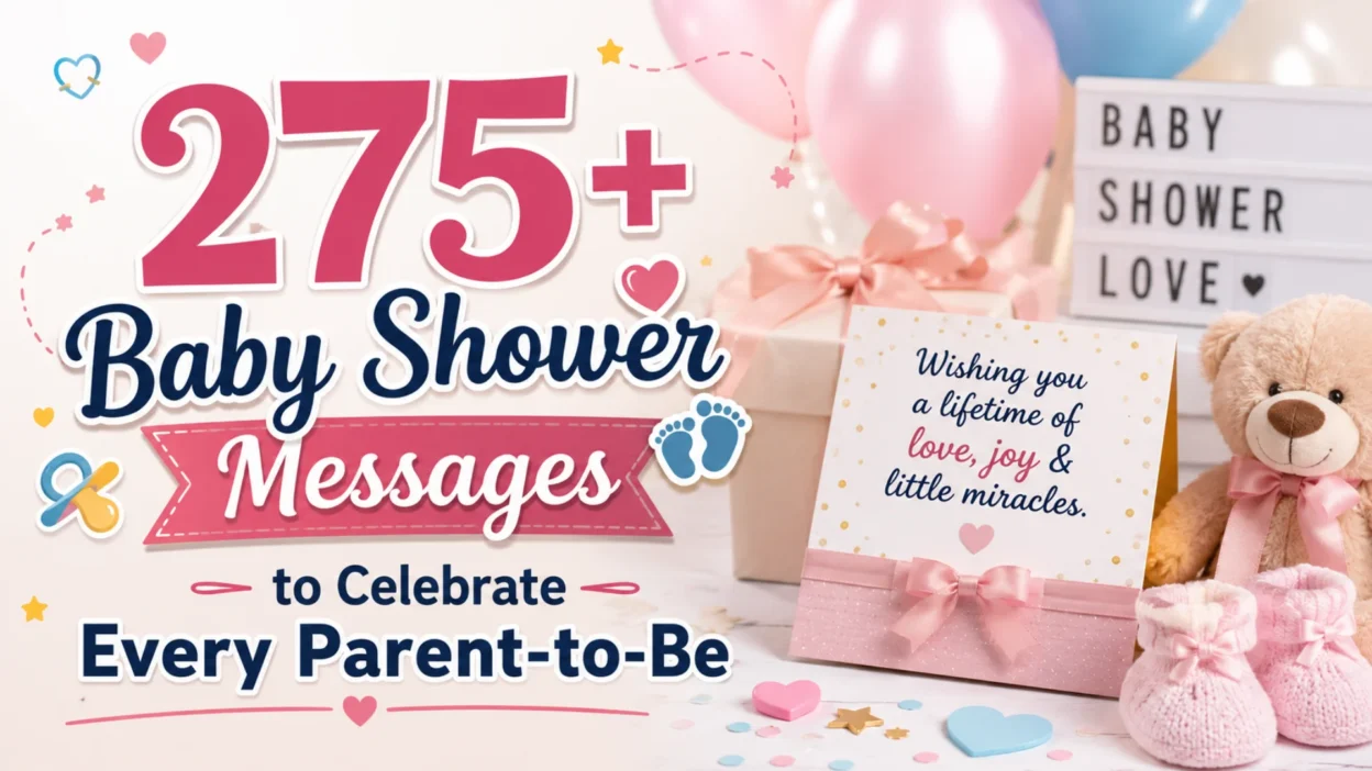 275+ baby shower messages with baby gifts, balloons, teddy bear, and heartfelt wishes for every parent-to-be