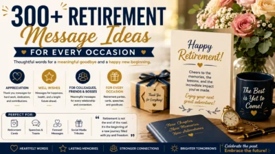 300+ retirement message ideas for every occasion with greeting card, flowers, coffee mug, and heartfelt retirement wishes