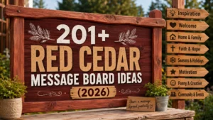 Rustic red cedar message board with creative sign ideas and themed wooden direction signs for 2026 inspiration