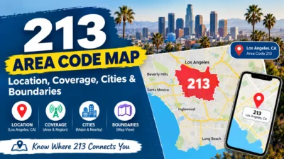 213 area code map showing Los Angeles location, coverage, cities, and boundaries