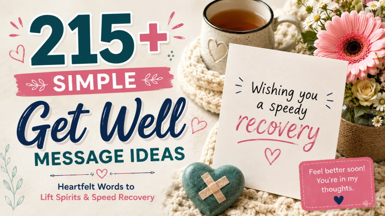 215+ simple get well message ideas with a heartfelt recovery card, flowers, tea, and cozy blanket for comfort