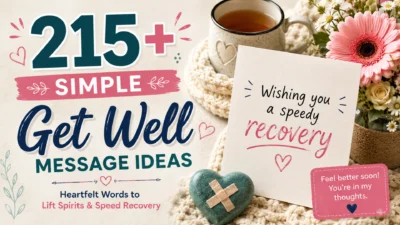 215+ simple get well message ideas with a heartfelt recovery card, flowers, tea, and cozy blanket for comfort