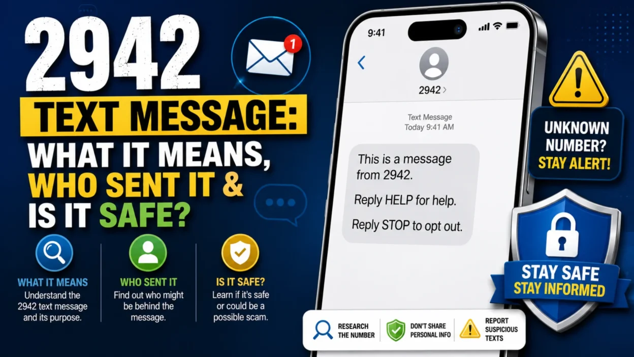 2942 text message explained with sender details, meaning, and safety tips on a smartphone