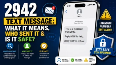2942 text message explained with sender details, meaning, and safety tips on a smartphone