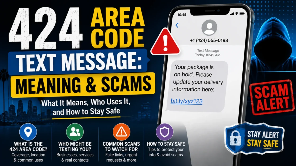 424 area code text message meaning, scam warning signs, and safety tips