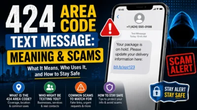 424 area code text message meaning, scam warning signs, and safety tips