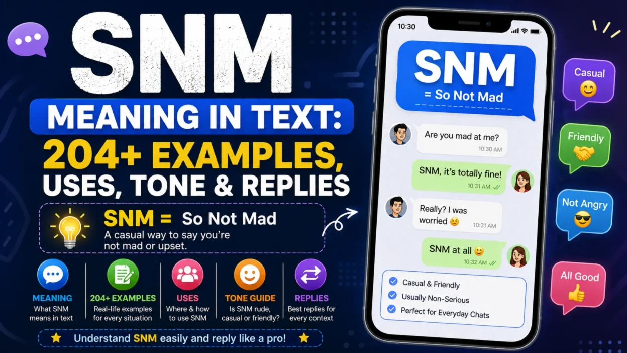 SNM meaning in text explained with 204+ examples, uses, tone, replies, and chat message meanings