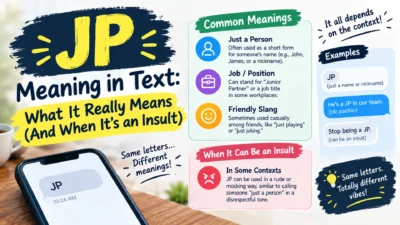 JP meaning in text explained with common uses, examples, and insulting context