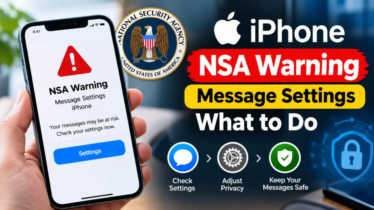 NSA warning message settings on iPhone with privacy and security guidance