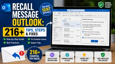 Recall Message in Outlook guide showing email recall steps, fixes, expert tips, and Outlook recall message feature