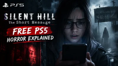 Silent Hill The Short Message on PS5 with a frightened woman, eerie fog, and a mysterious figure