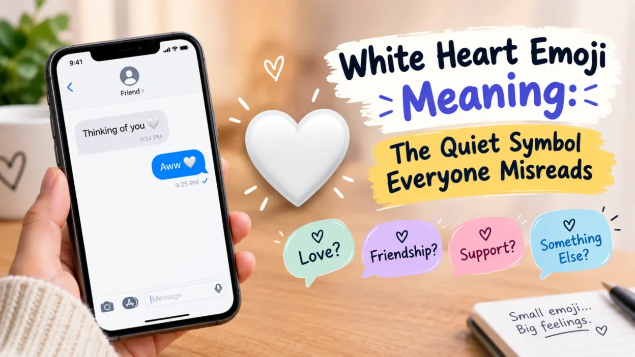 White heart emoji meaning in texting, showing love, friendship, support, and emotional connection