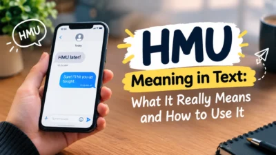 HMU meaning in text explained with a smartphone chat example and texting conversation