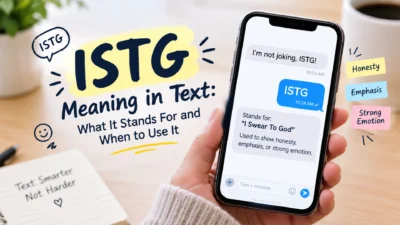 ISTG meaning in text explained with smartphone chat examples showing honesty, emphasis, and strong emotions.