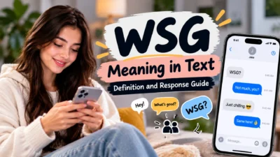 WSG meaning in text explained with smartphone chat examples and casual conversation replies.