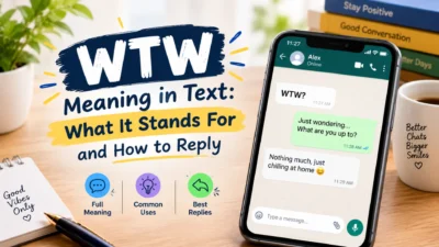 WTW meaning in text explained with a smartphone chat, common uses, and examples of how to reply.